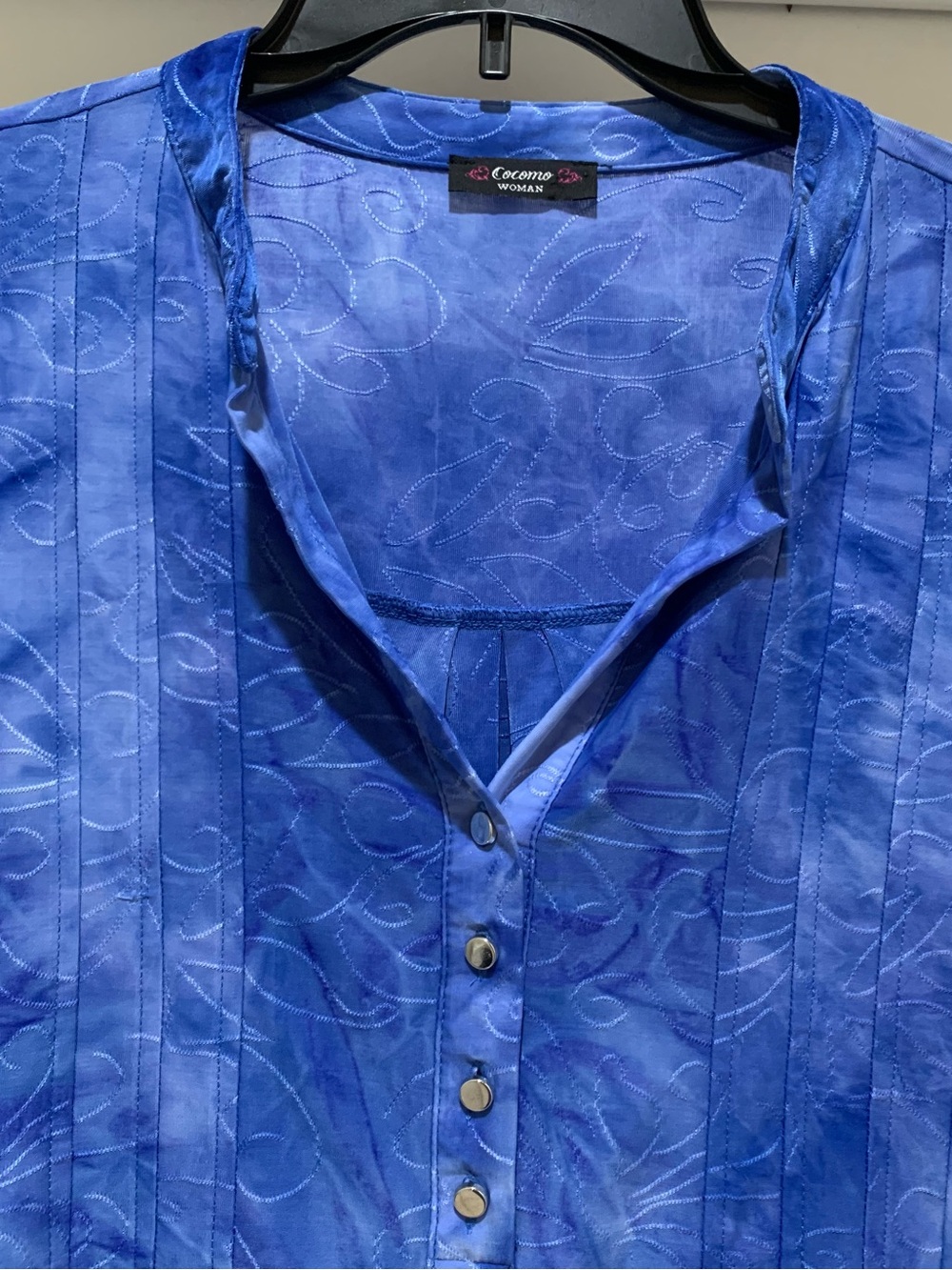 COCOMO Blue Tie-Die Blouse Flowy Soft CASUAL LOUNGE  Bell Sleeve 2XL - Picture 2 of 11